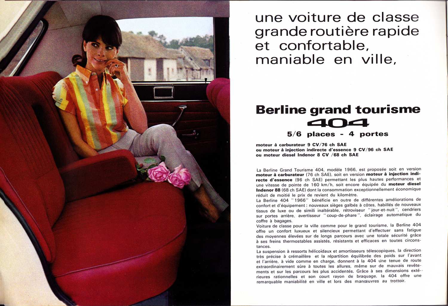 Original Vintage 1966 Peugeot 404 Sales Brochure - German Edition